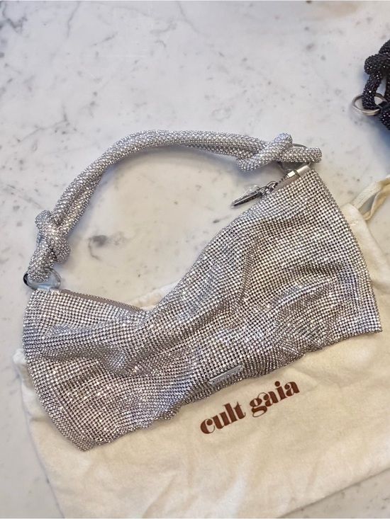 cult gaia Handbags - Cult Gaia Hera Nano silver crystal mesh clutch